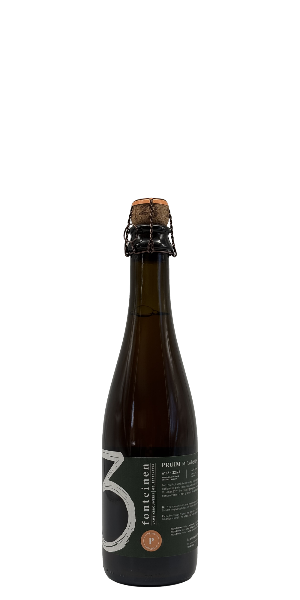 375 ml bottle of 3 Fonteinen - Pruim Mirabelle #23 – Fruit Lambic, 6.8% ABV