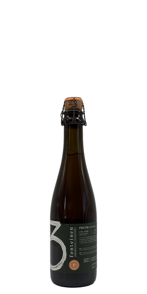 375 ml bottle of 3 Fonteinen - Pruim Mirabelle #23 – Fruit Lambic, 6.8% ABV