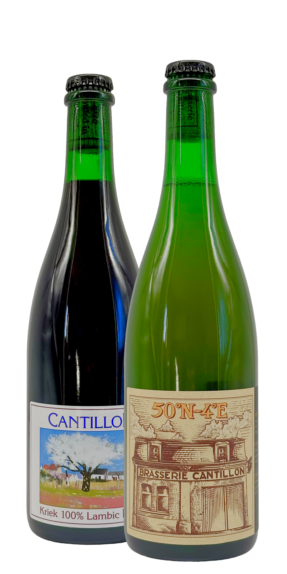 Cantillon - 50°N 4°E 2025 + Kriek 2026, two 750 ml bottles: cognac barrel-aged gueuze and cherry lambic