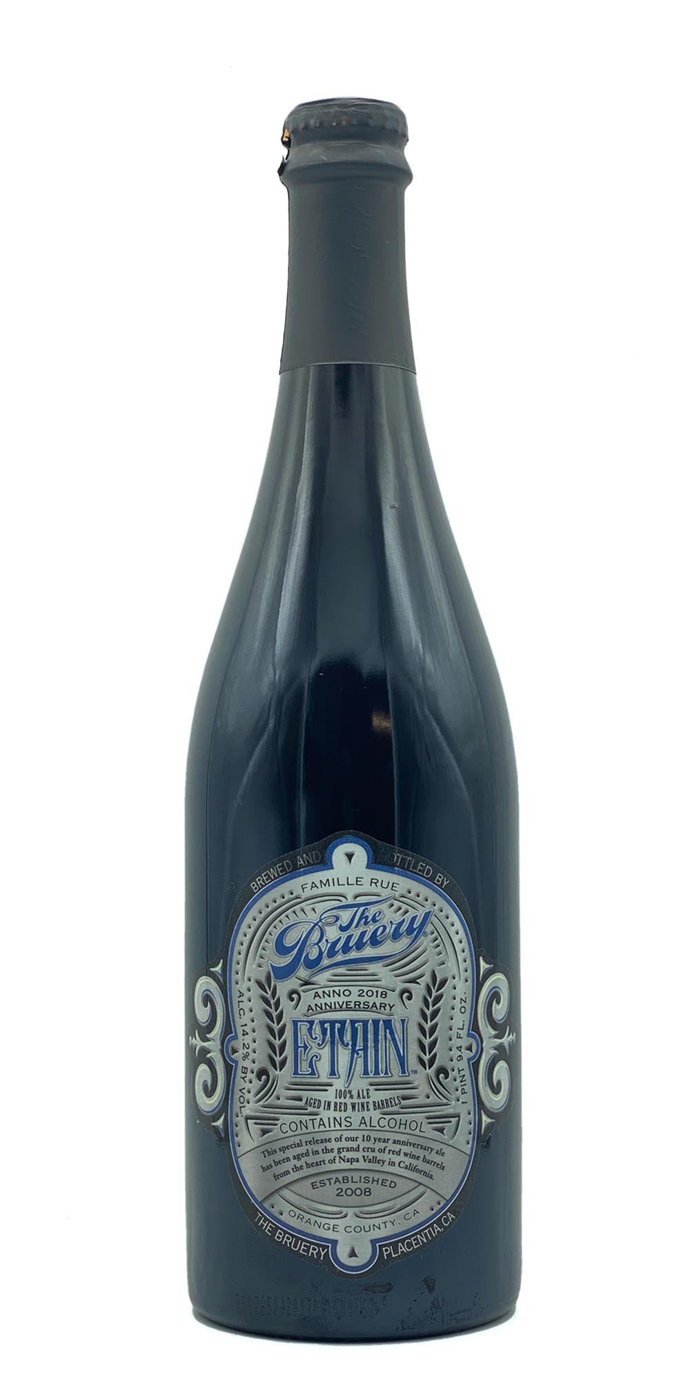 750 ml bottle of The Bruery - Etain: Red Wine BA (2018) – Red Wine BA Old Ale, 14.2% ABV