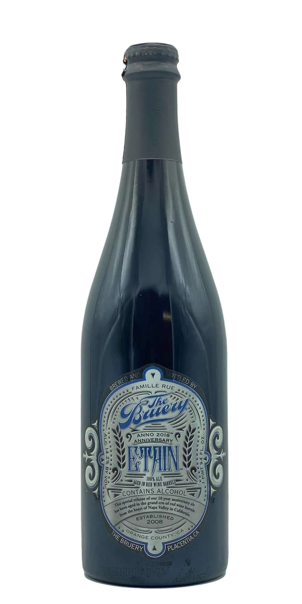 750 ml bottle of The Bruery - Etain: Red Wine BA (2018) – Red Wine BA Old Ale, 14.2% ABV