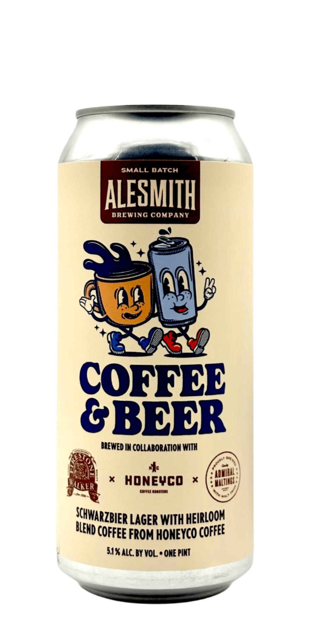 AleSmith Firestone Walker HoneyCo Schwarzbier craft beer can with Heirloom Blend coffee