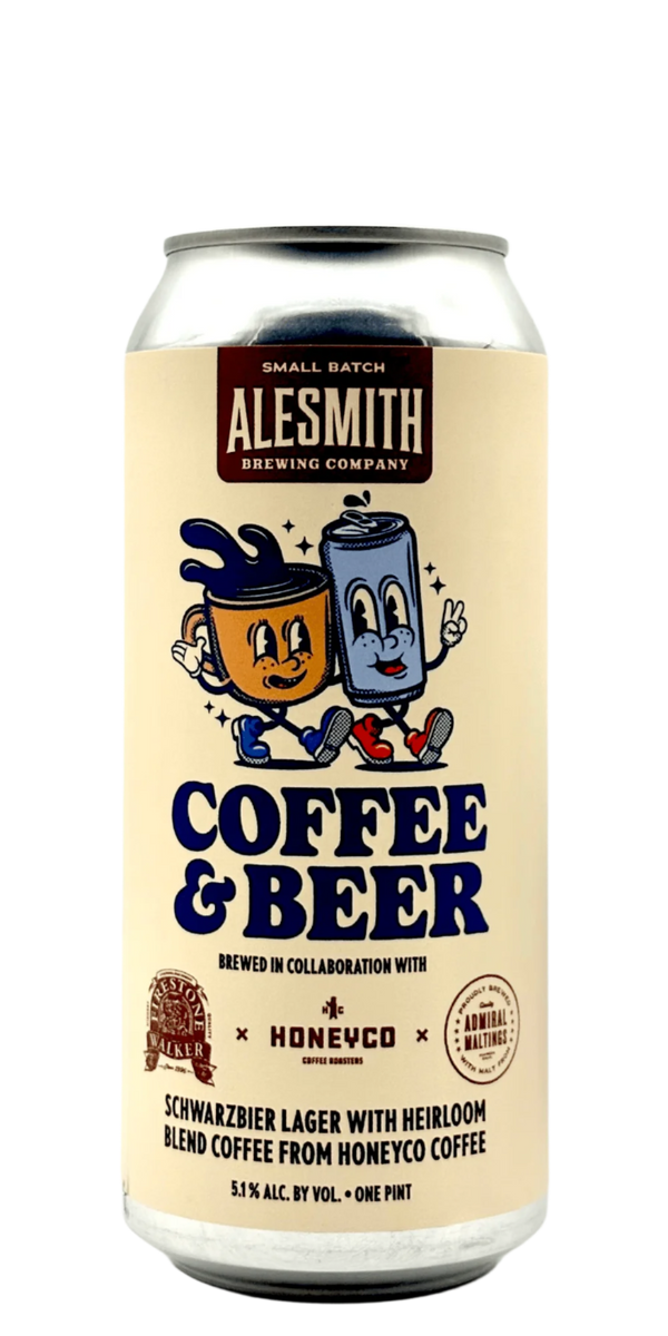 AleSmith Firestone Walker HoneyCo Schwarzbier craft beer can with Heirloom Blend coffee