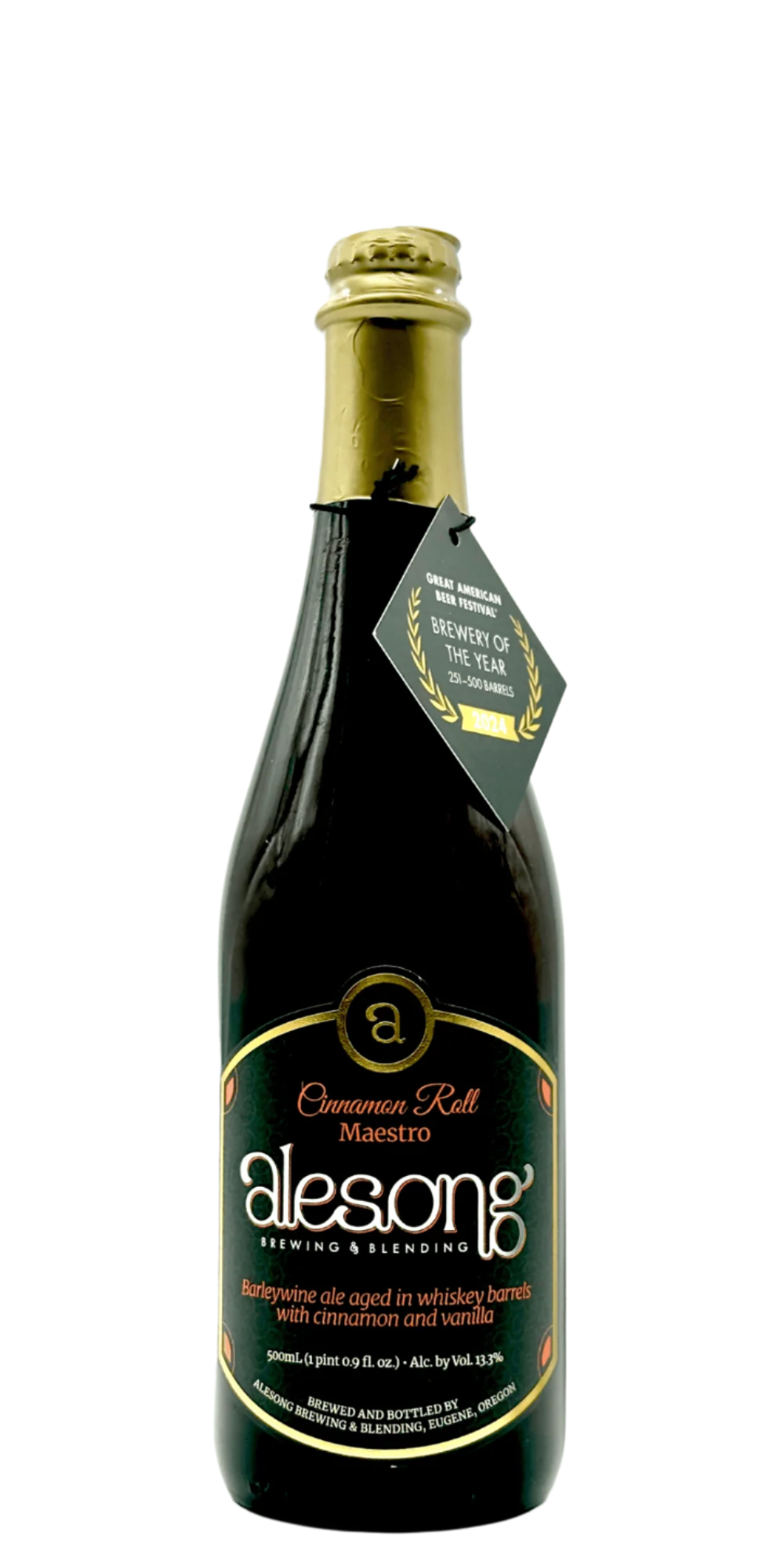 Alesong Cinnamon Roll Maestro barrel-aged barleywine craft beer bottle with cinnamon vanilla