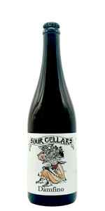Sour Cellars Damfino barrel-aged sour saison blend craft beer bottle with peach nectarine