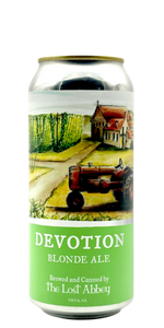 Lost Abbey Devotion Belgian Blonde Ale craft beer can with smooth crisp character