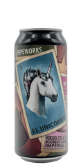 473 ml can of Pipeworks - El Unicornio – Imperial Stout Blended with Bourbon Barrel Aged Imperial Stout, Rice, Lactose, Vanilla & Cinnamon, 9% ABV
