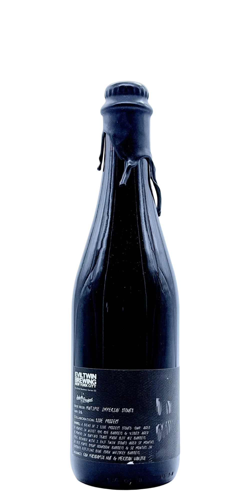 Evil Twin NYC The Great Northern Barrel Aged Series 55 best 2026 Side Project Collab BA Imperial Stout Brooklyn New York Side Project collab barrel aged imperial stout Willet 4yr rye Buffalo Trace Mash Bill 2 Balcones blue corn whiskey macadamia Mexican vanilla 500ml bottle craft beer