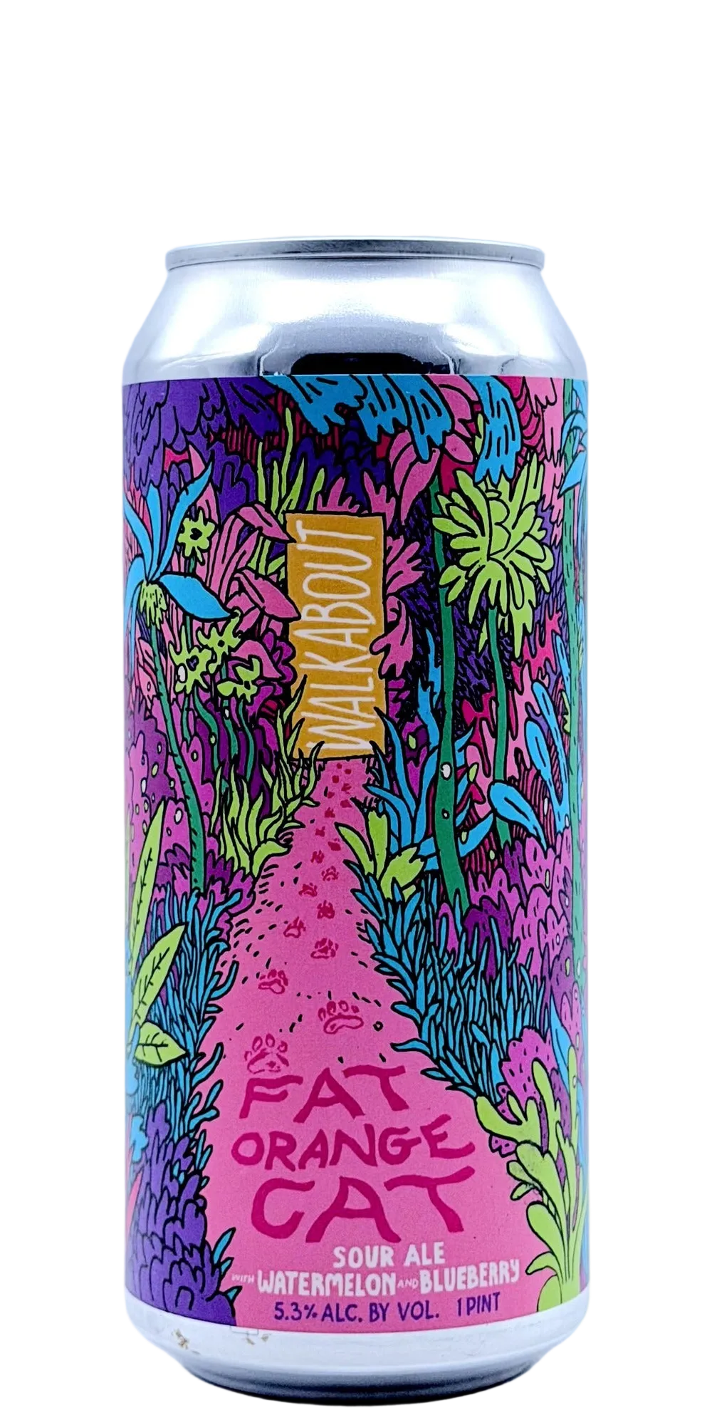 Fat Orange Cat Walkabout - Watermelon & Blueberry best 2026 Fruited Smoothie Sour East Hampton Connecticut uber fruited smoothie sour watermelon blueberry sour ale craft beer can