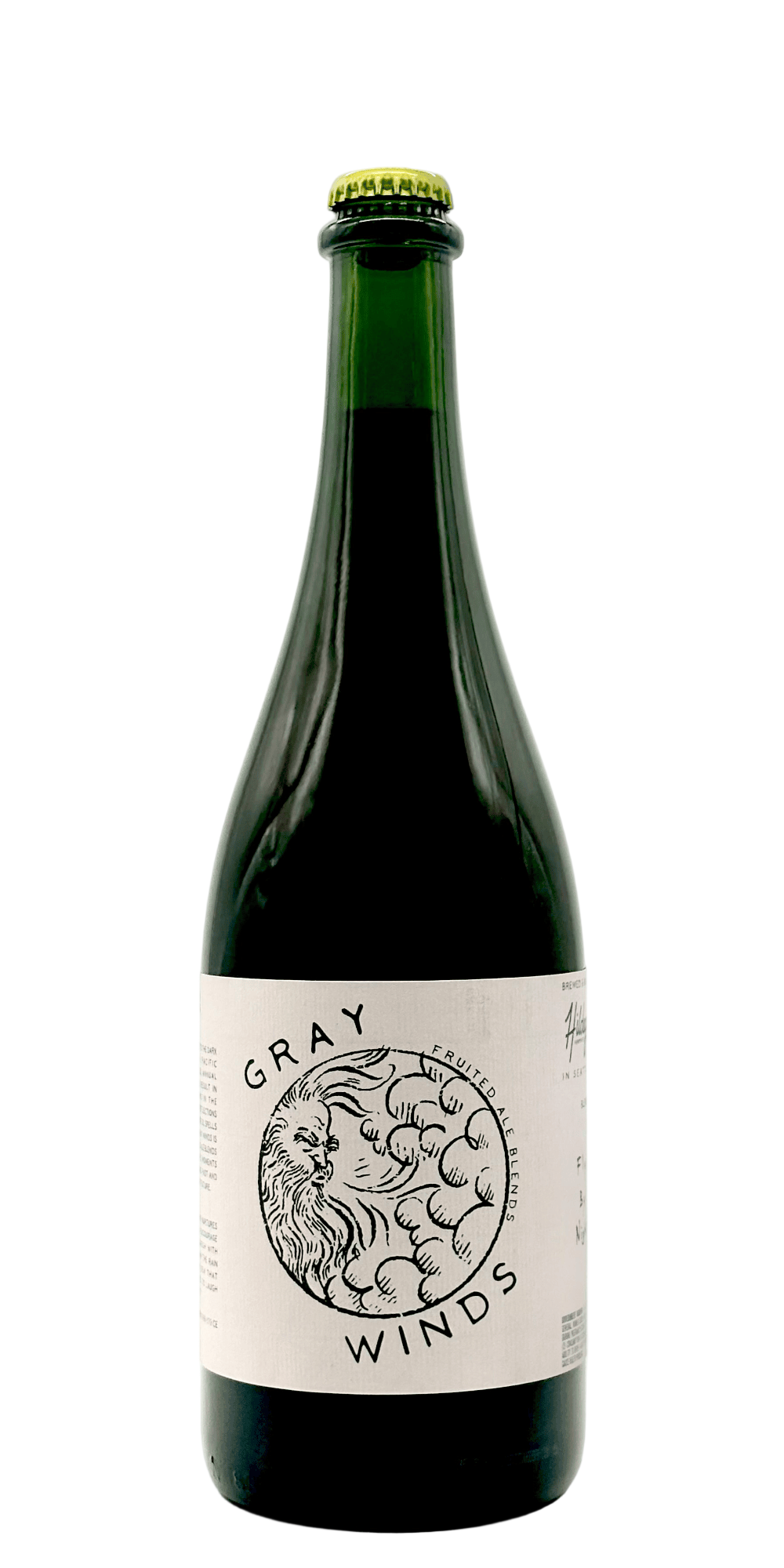 Hildegard Gray Winds Fly by Night wild ale craft beer bottle with blackberries jostaberries