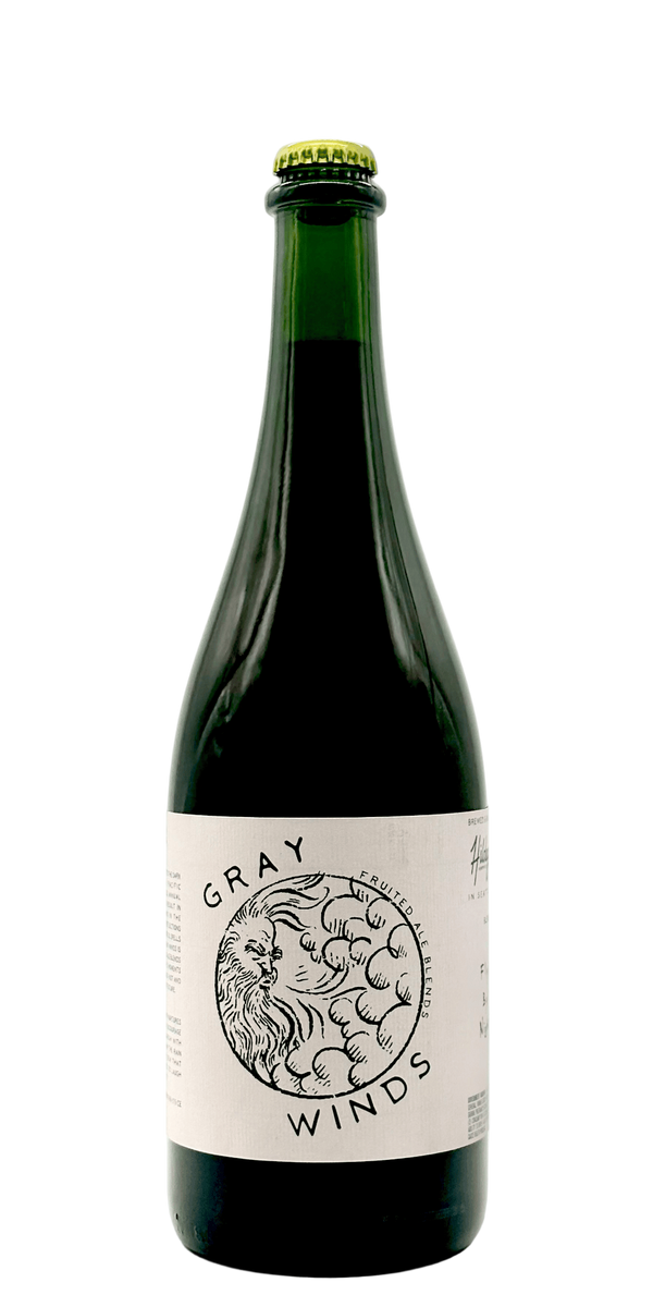 Hildegard Gray Winds Fly by Night wild ale craft beer bottle with blackberries jostaberries