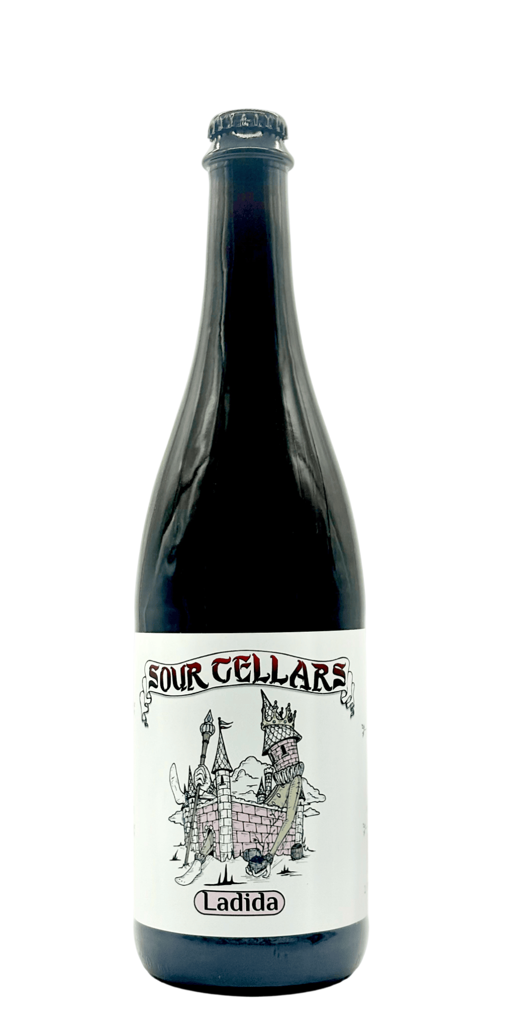 Sour Cellars Ladida barrel-aged spontaneous sour craft beer bottle with plum blueberry lavender