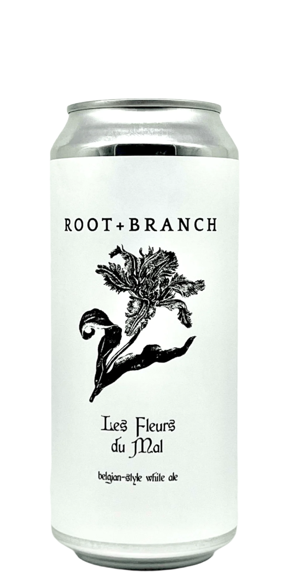 473 ml can of Root + Branch - Les Fleurs Du Mal – Witbier, 5.0% ABV