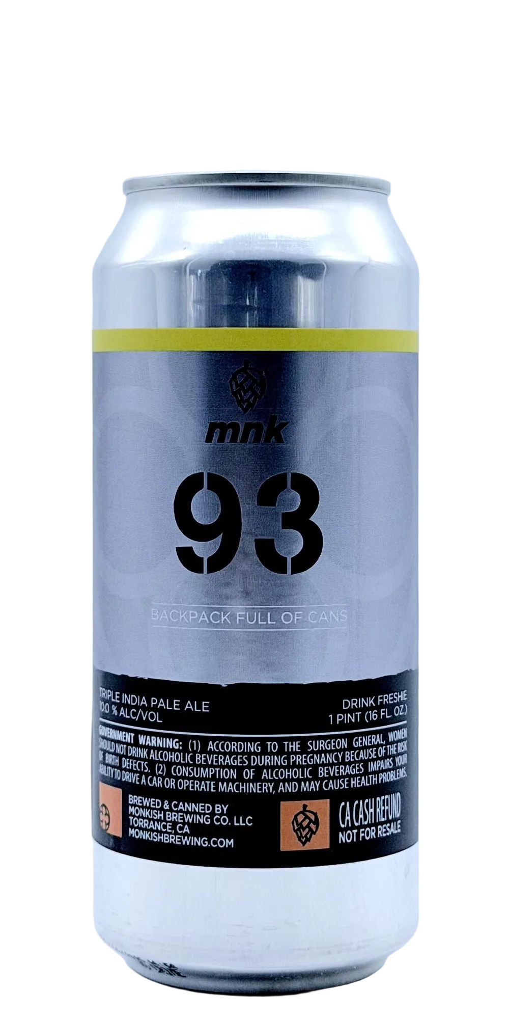 Monkish Backpack Full of Cans best 2026 Hazy Triple IPA Torrance California hazy triple IPA TIPA Motueka Citra Simcoe lime mango pine resin craft beer can