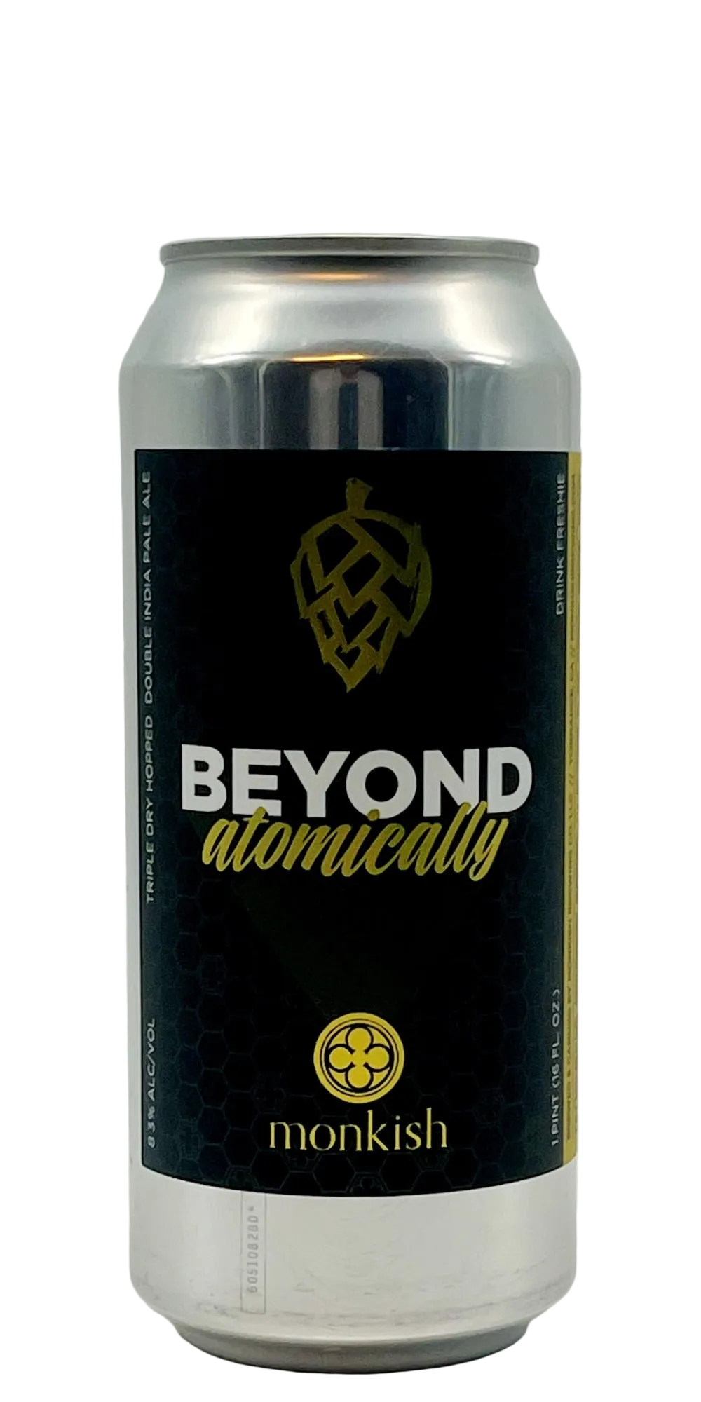 473 ml can of Monkish - Beyond Atomically – TTDH DIPA, 8.3% ABV