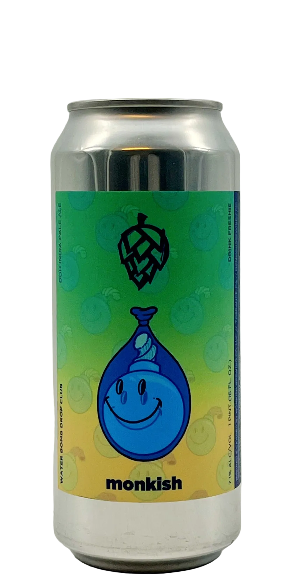 473 ml can of Monkish - Water Bomb Drop Club – DDH IPA, 7.1% ABV