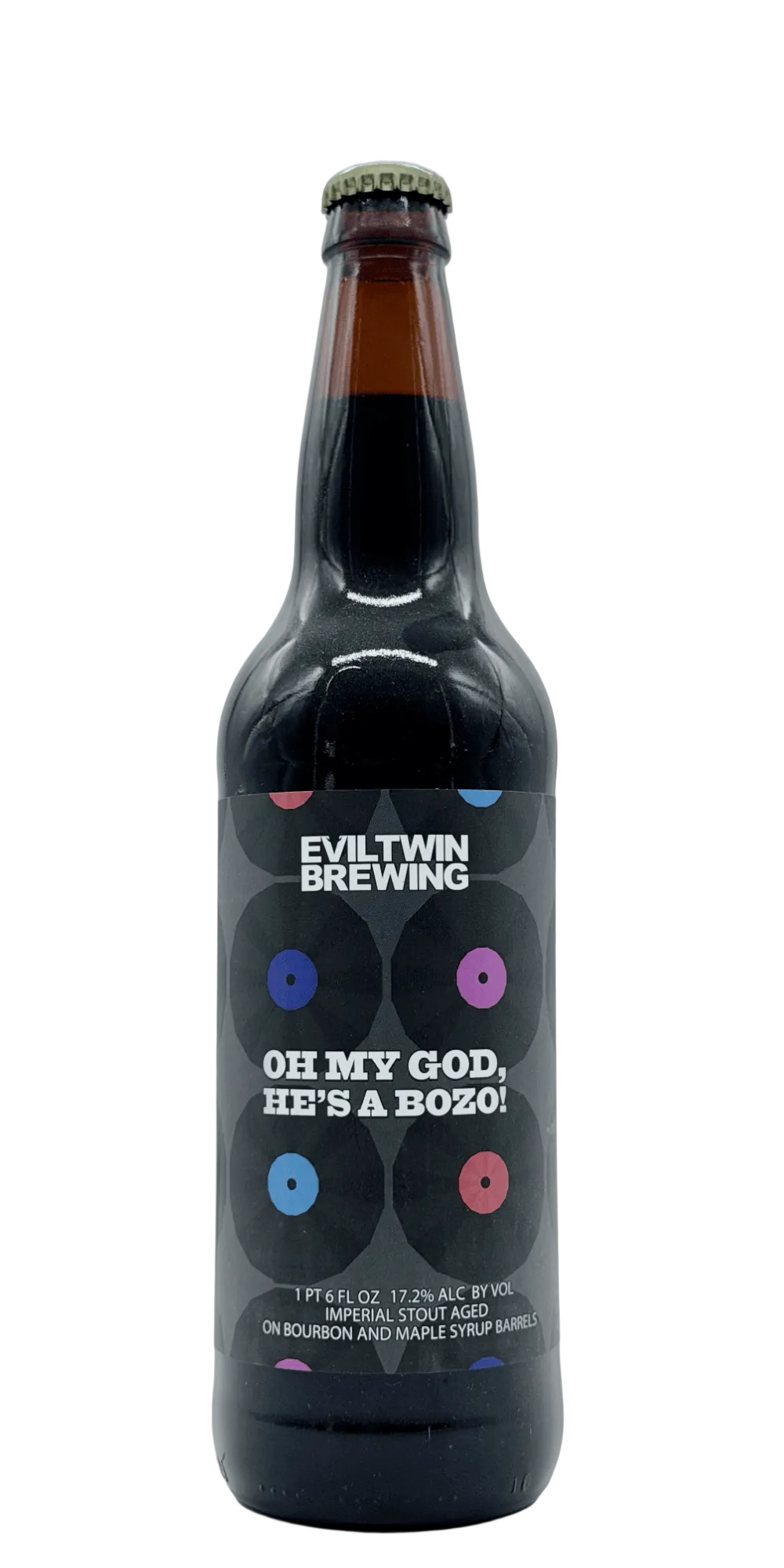 650 ml bottle of Evil Twin Brewing - Oh My God, He's a Bozo! 2019 – BBA Imperial Stout, 17.2% ABV