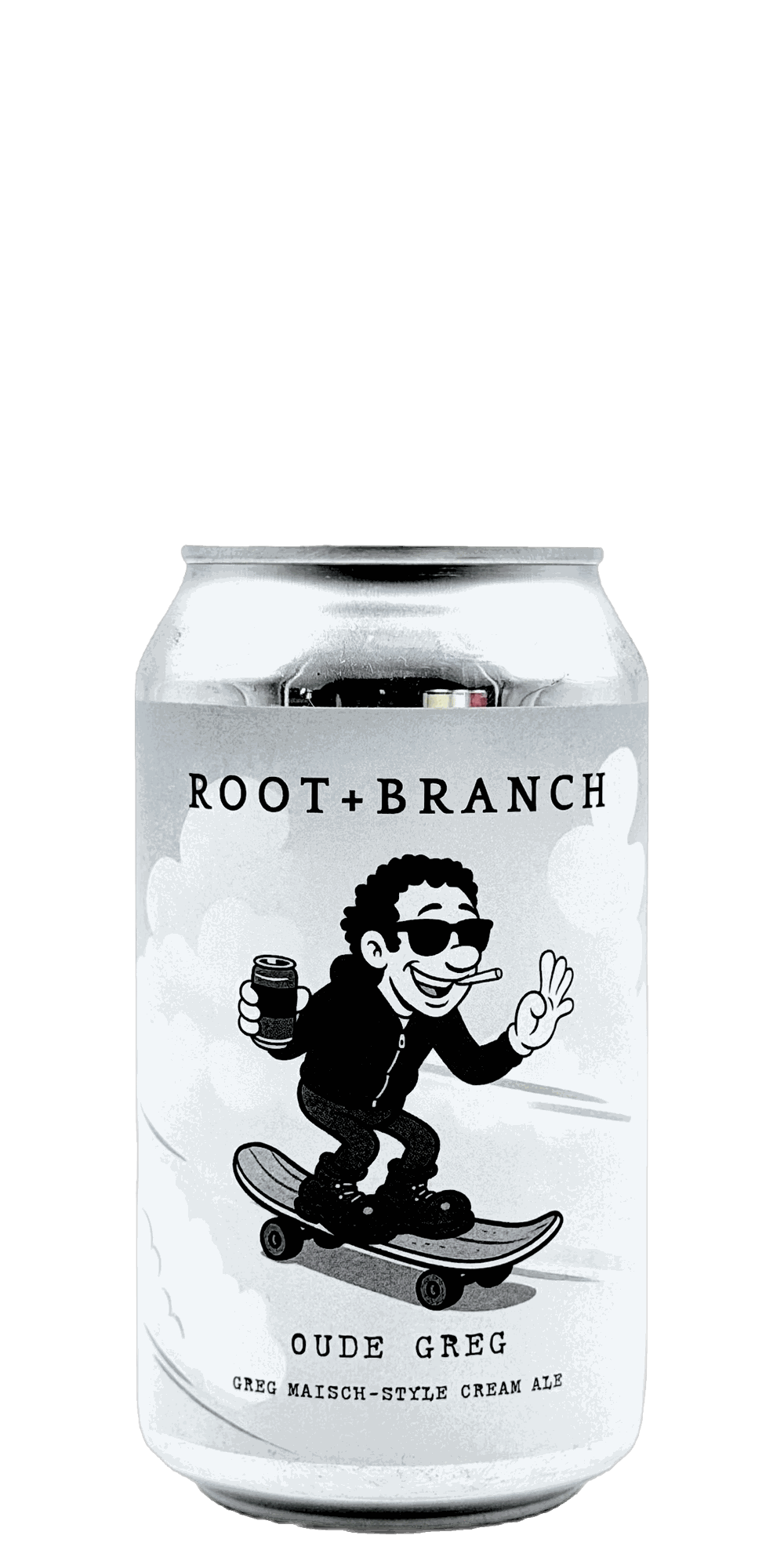 355 ml can of Root + Branch - Oude Greg – Cream Ale, 5% ABV