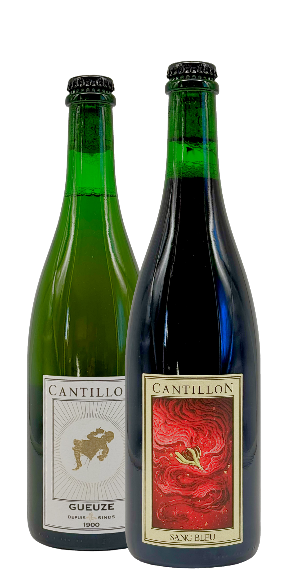 Cantillon - Sang Bleu 2026 + Gueuze 2026, two 750 ml bottles: fruit lambic and blended lambic