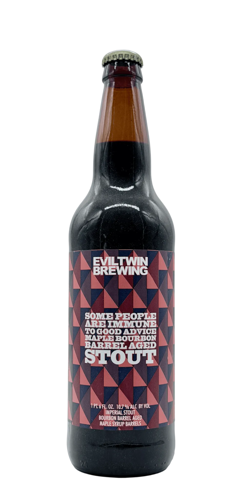 650 ml bottle of Evil Twin Brewing - Some People Are Immune to Good Advice Maple Bourbon BA Stout 2018 – BBA Imperial Oatmeal Stout, 10.7% ABV