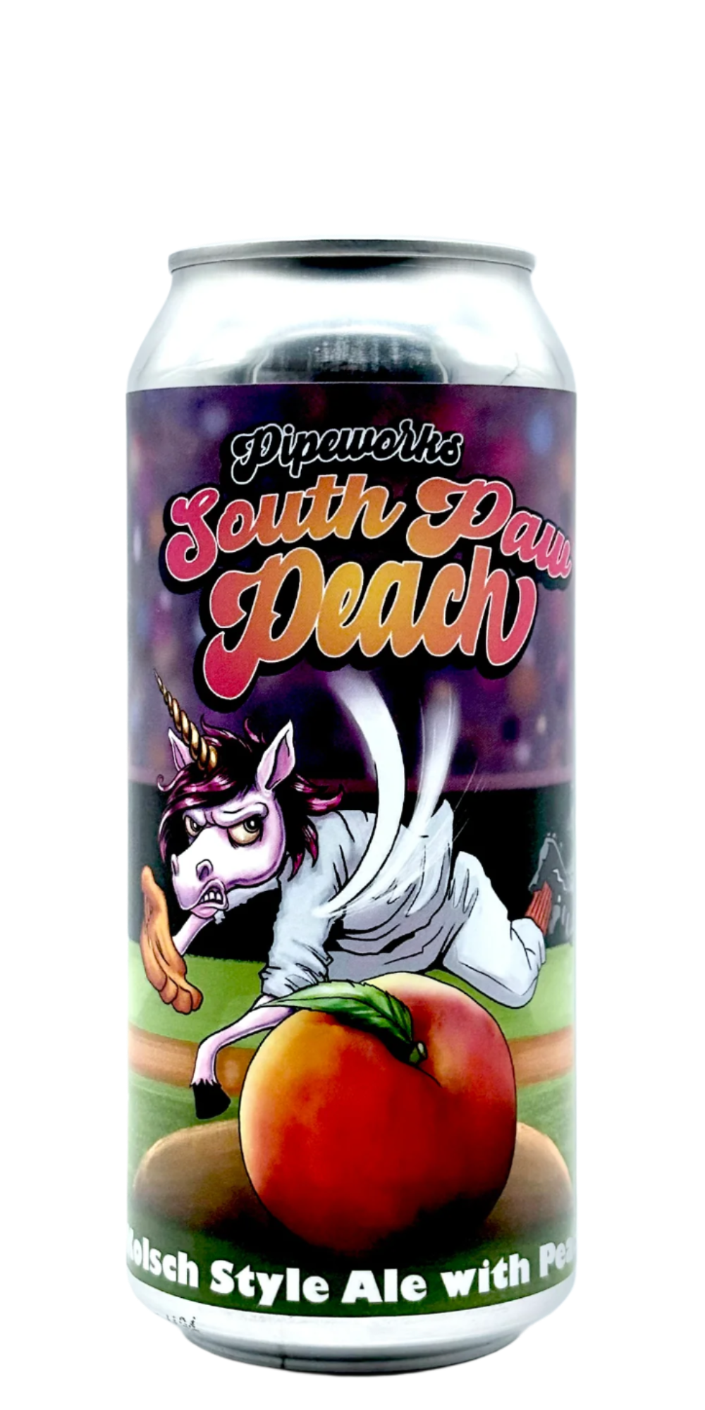 473 ml can of Pipeworks - South Paw Peach – Kolsch Style Ale, 4.7% ABV