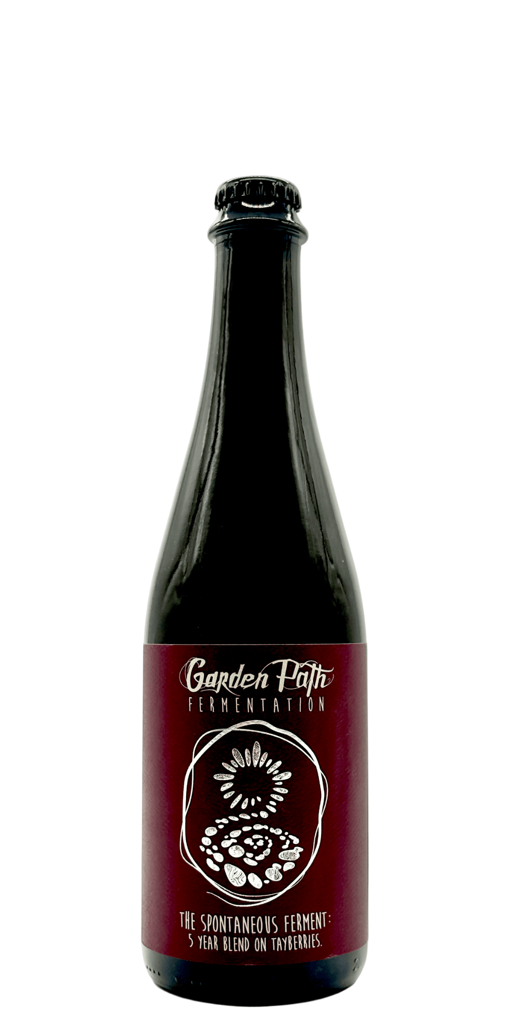 Garden Path Spontaneous Ferment Tayberries wild ale craft beer bottle with fruit