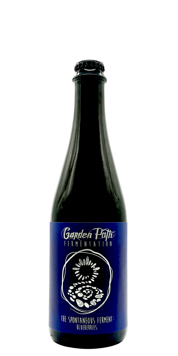 Garden Path Spontaneous Ferment Blueberries wild ale craft beer bottle with Jersey fruit
