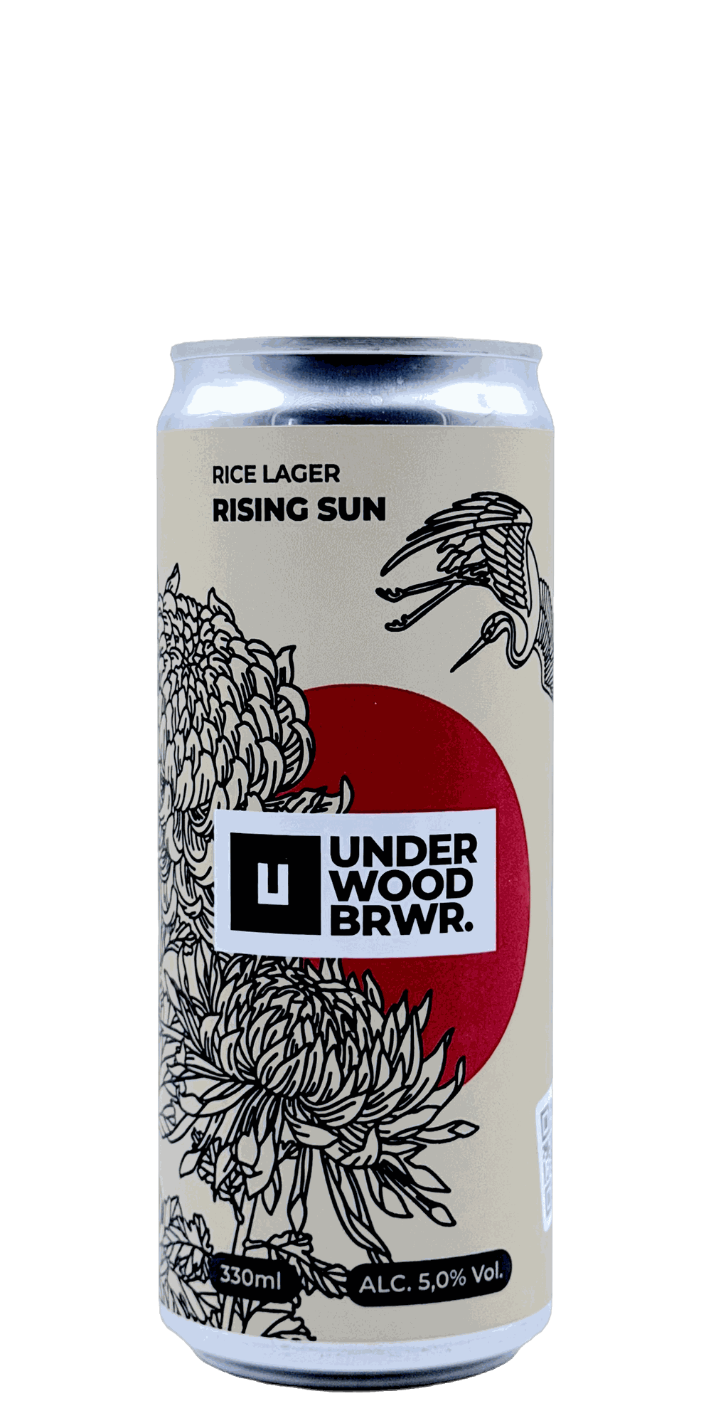 330 ml can of Underwood - Rising Sun – Rice Lager, 5% ABV