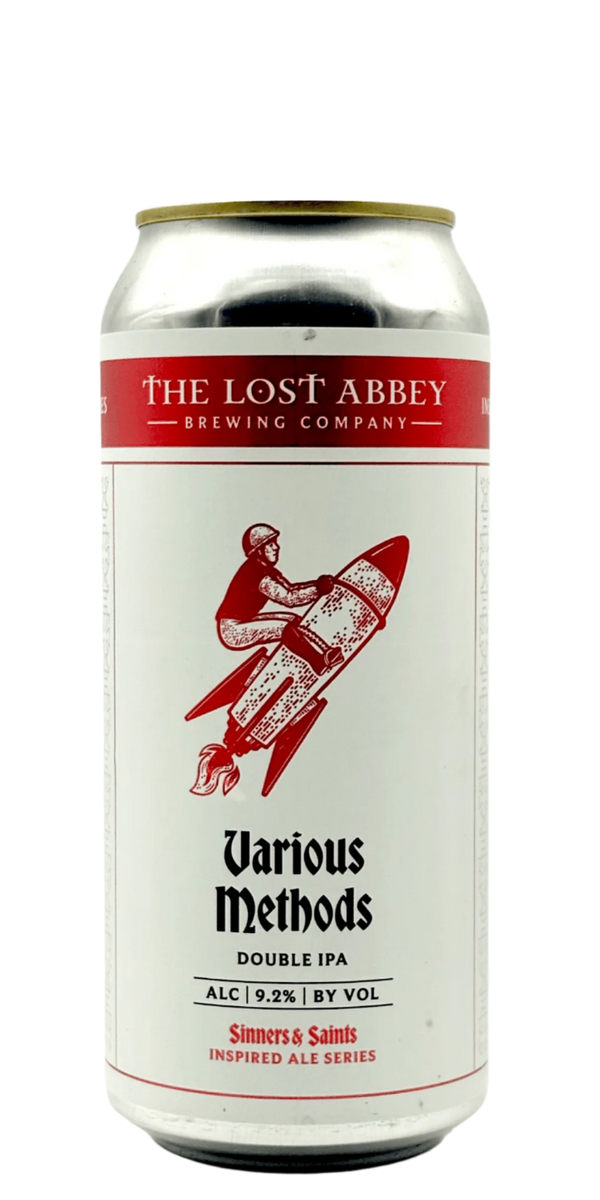 Lost Abbey Various Methods West Coast DIPA craft beer can with 7 hop varieties