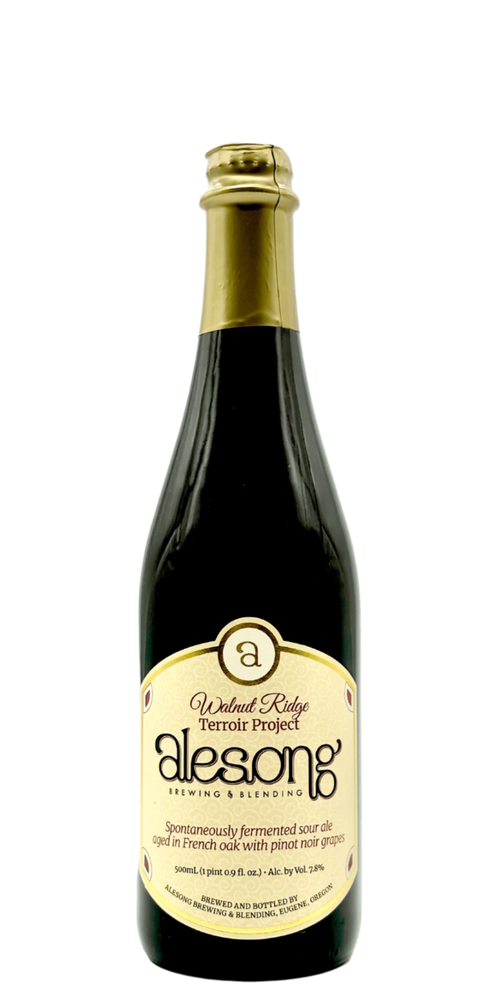 Alesong Terroir Project Walnut Ridge spontaneous fermented craft beer bottle with Pinot Noir grapes