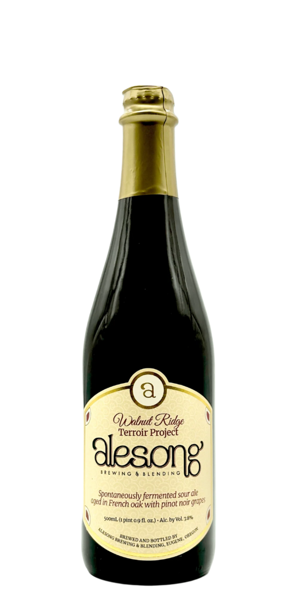 Alesong Terroir Project Walnut Ridge spontaneous fermented craft beer bottle with Pinot Noir grapes