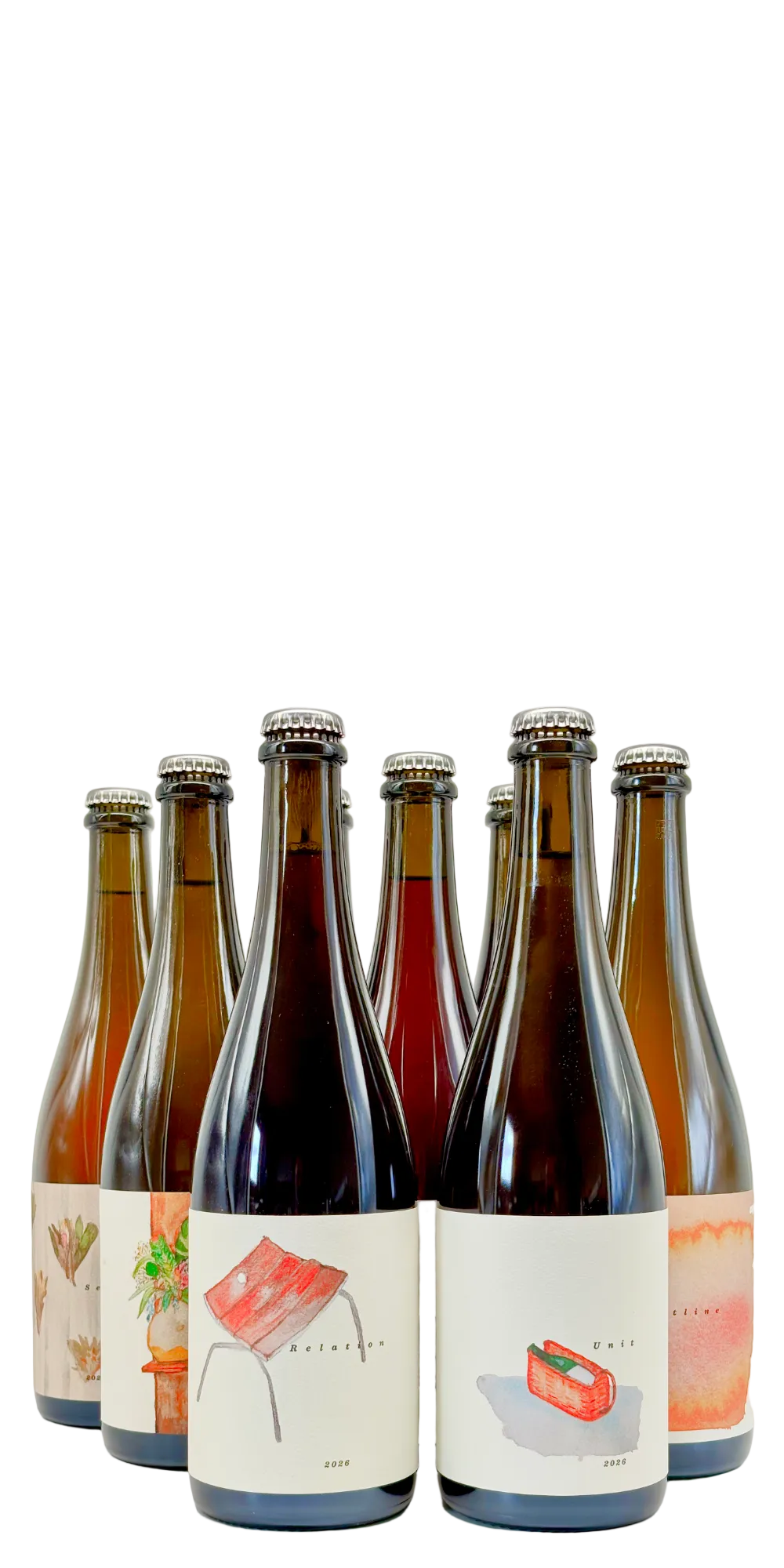 Eight 750 ml bottles from Wildflower's 2026 Collective release